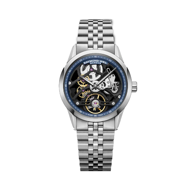 men's watches with digital fitness features and eco-friendly materials -Raymond Weil Freelancer Men's 38mm Skeleton Automatic Watch 2783-ST-50000