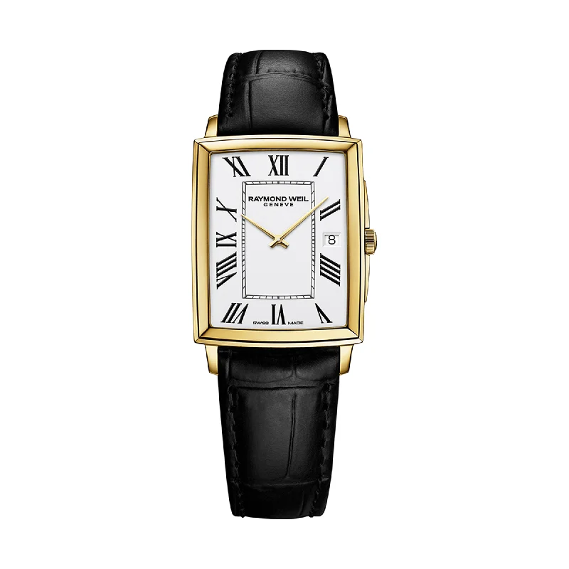 men's watches with solar-powered technology and advanced dials -Raymond Weil Toccata Men's 29x37mm Gold PVD Quartz Watch 5425-PC-00300