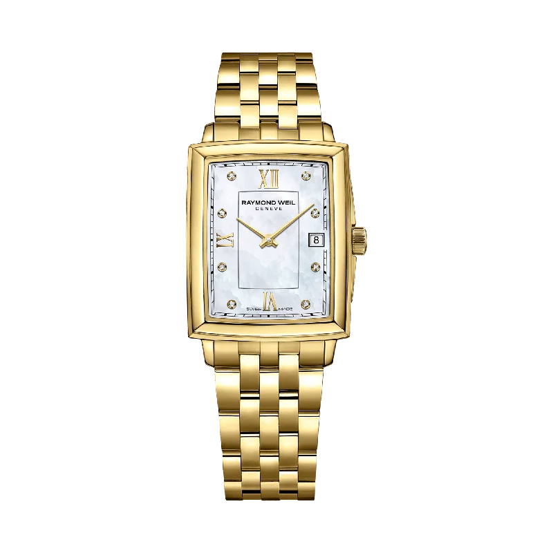 men’s watches with automatic movement and advanced digital functions -Raymond Weil Women's Toccata Gold PVD Quartz Dress Watch Mother-Of-Pearl Diamond Dial