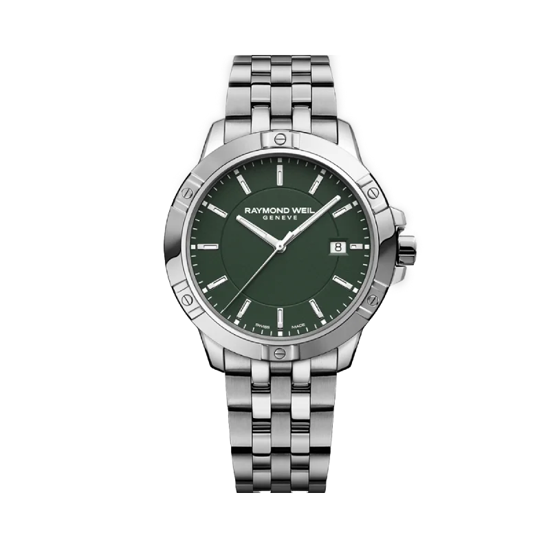 men's watches with solar-powered movement and fitness tracking features -Raymond Weil Tango Men's 41mm Green Quartz Watch 8160-ST-52041