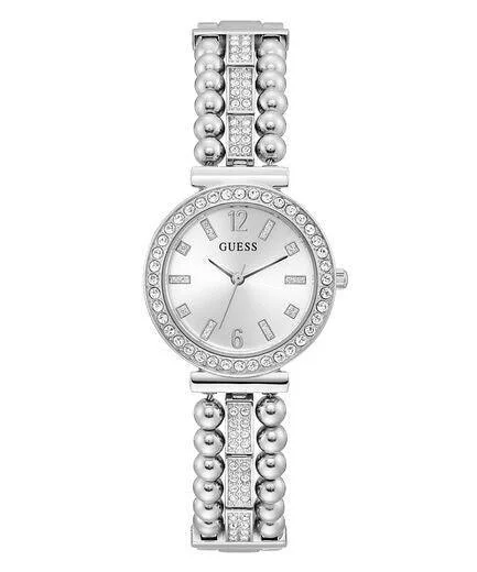 elegant women’s watches with minimalist dials and eco-friendly materials -Guess Women's 30mm Silver Plated Quartz Watch GW0401L1