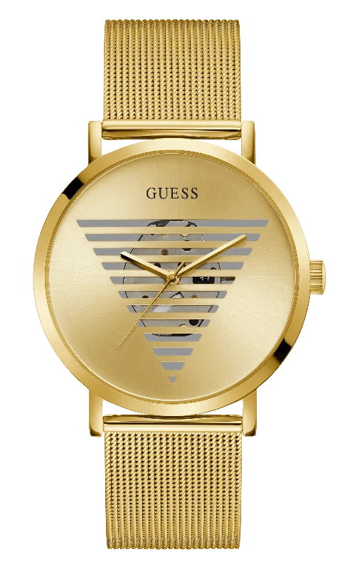 men’s watches with durable ceramic bands and chronograph features -Guess Men's 44mm Gold PVD Quartz Watch GW0502G1