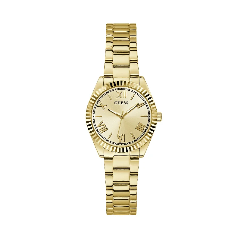 watches for men with digital displays and heart rate tracking -Guess Women's 30mm Gold Mini Luna Vintage Quartz Watch GW0687L2