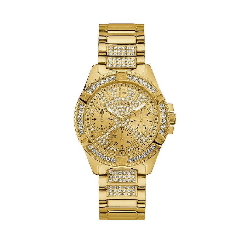 men's watches with solar-powered features and advanced GPS navigation -Guess Lady Frontier Women's Gold PVD Quartz Watch W1156L2