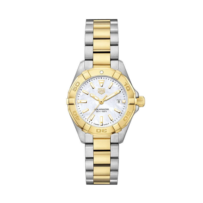 luxury watches for men with solar-powered movement and sleek designs -TAG Heuer Aquaracer Women's 27mm Stainless Steel & Yellow IP Two-Tone Quartz Watch WBD1420.BB0321