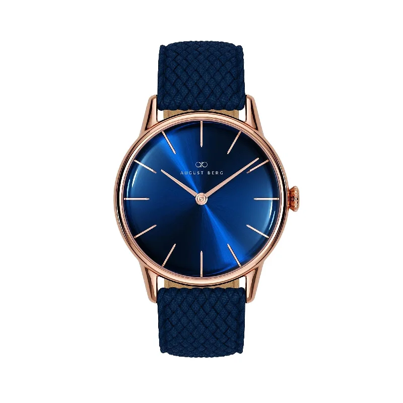 high-end sport watches for men with fitness tracking and step monitoring -August Berg Women's Serenity Rose PVD Quartz Fashion 32mm Watch Blue Dial 10232A05VBL