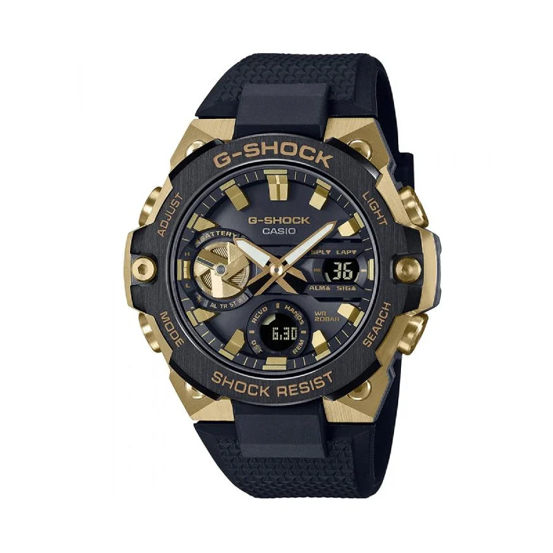 stylish men's watches with leather straps and precision chronograph -Casio G-SHOCK Men's Gold PVD Analogue Digital Watch GSTB400GB-1A9