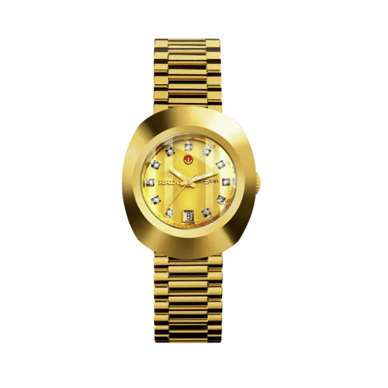 elegant watches for women with polished dials and interchangeable straps -Rado Original Women's 27mm Gold PVD Automatic Watch R12416633