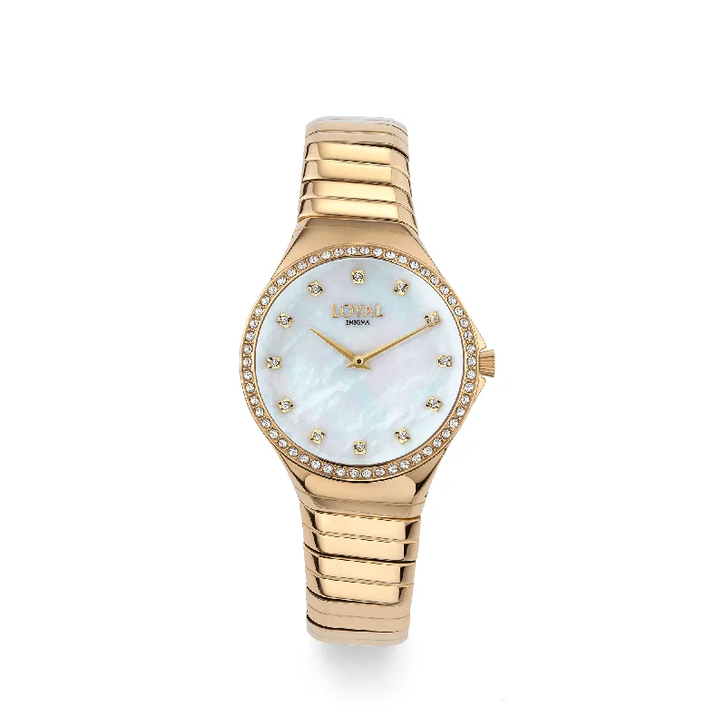 watches for women with digital features and sophisticated design elements -Loyal Enigma Women's 33mm Gold PVD Quartz Watch