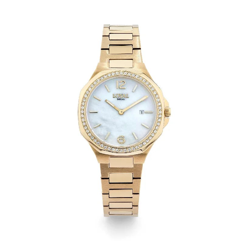 digital watches for women with multiple health monitoring functions -Loyal Enigma Women's 33.20mm Gold Plated Quartz Watch