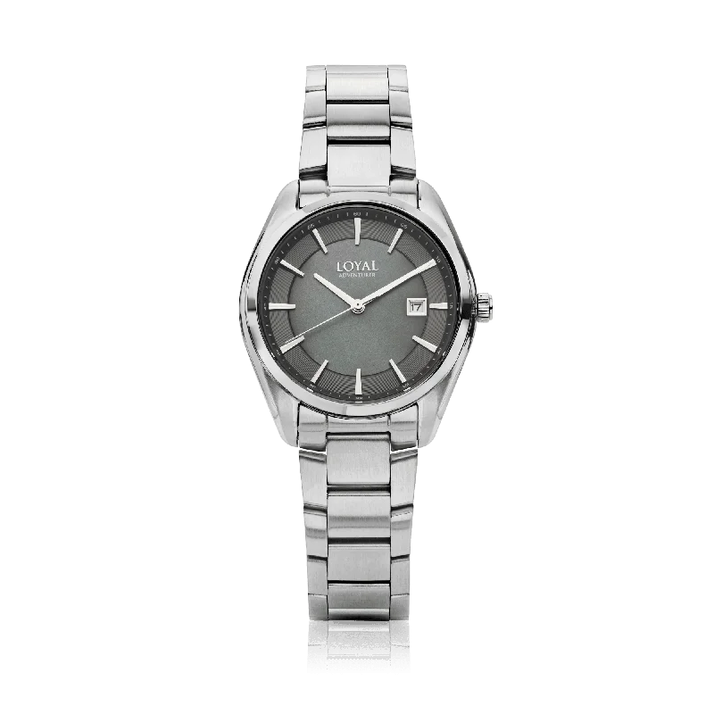 watches for women with interchangeable bands and modern digital features -Loyal Women's Adventurer Stainless Steel Quartz Sport Watch Black Mother of Pearl