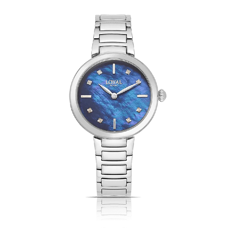 stylish watches for women with heart rate tracking and health monitoring -Loyal Women's Enigma Stainless Steel Quartz Dress Watch Mother-Of-Pearl Dial