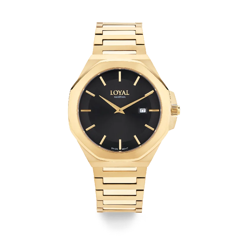 men's watches with digital chronographs and eco-friendly materials -Loyal Maritima Men's 41mm Gold Quartz Watch