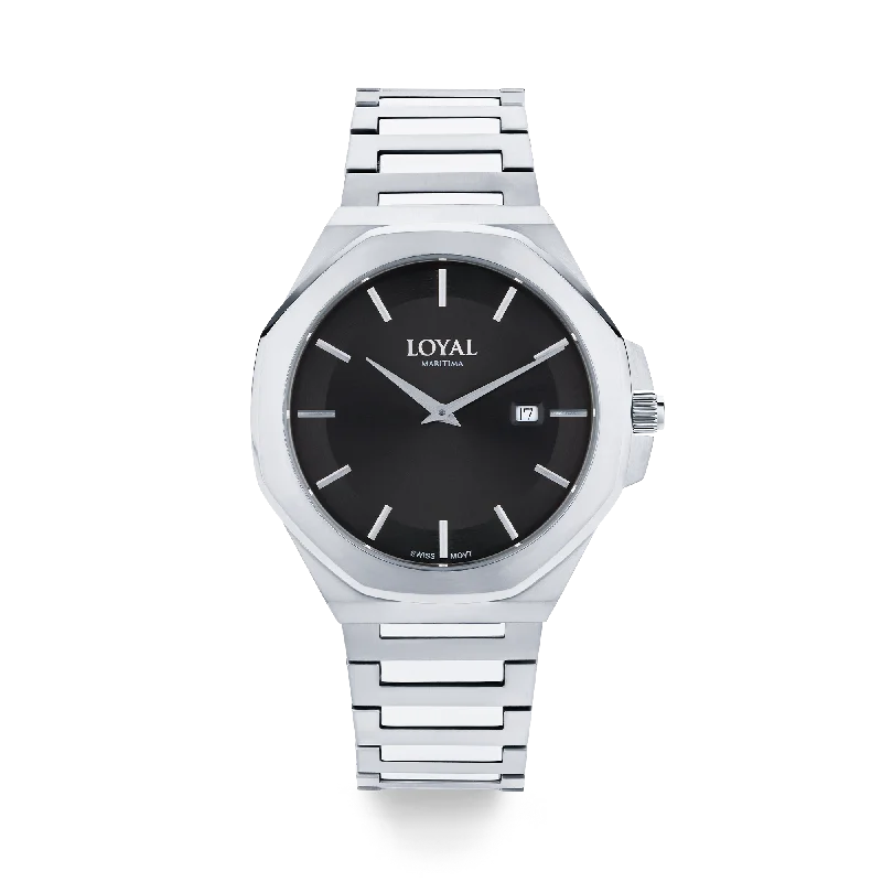 stylish watches for men with interchangeable straps and tracking features -Loyal Maritima Men's 41mm Stainless Steel Quartz Watch