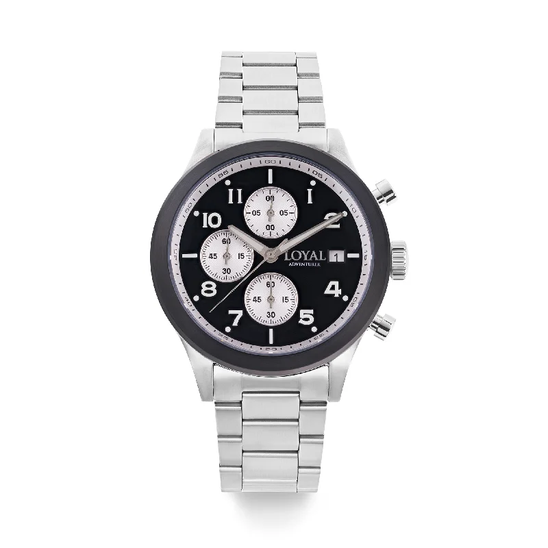 watches for women with fitness tracking and elegant designs -Loyal Adventurer Men's 42mm Stainless Steel Quartz Chronograph Watch