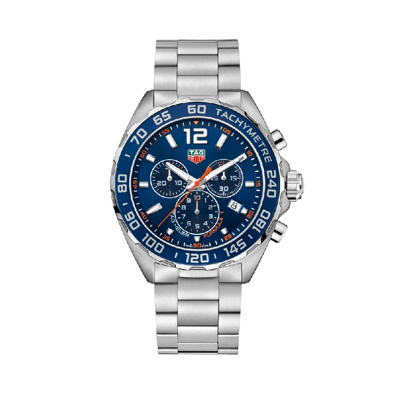 men's watches with digital interfaces and fitness tracking features -TAG Heuer Formula 1 Men's 43mm Stainless Steel Quartz Chronograph Watch CAZ1014.BA0842