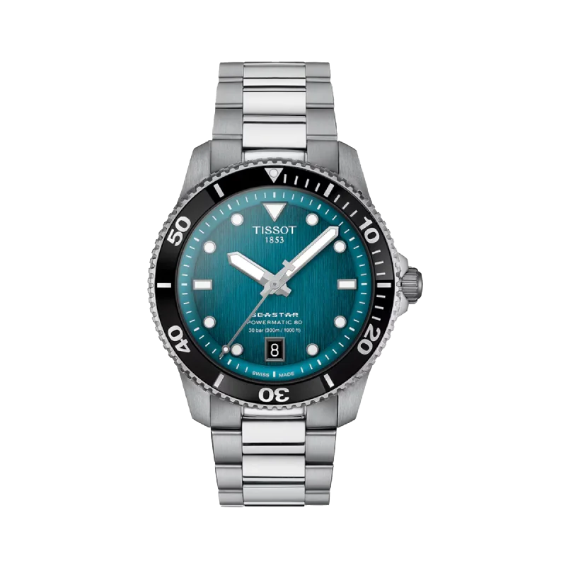 men's watches with solar-powered technology and advanced dials -Tissot Seastar Men's 40mm Stainless Steel Automatic Watch T120.807.11.091.00