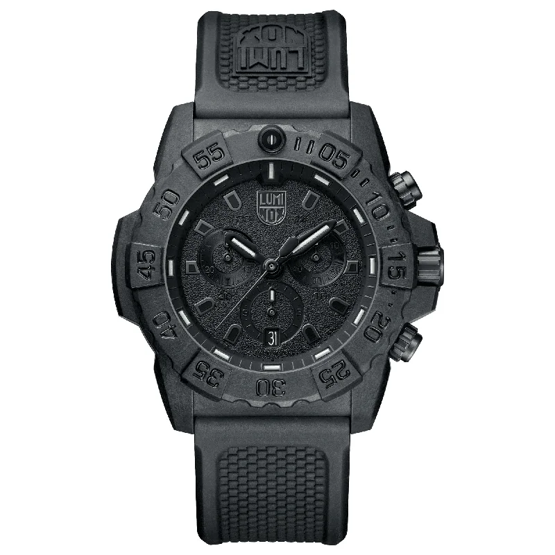 men's watches with digital chronographs and solar-powered movement -Luminox Men's 45mm Black PVD Quartz Chronograph Watch XS.3581.BO