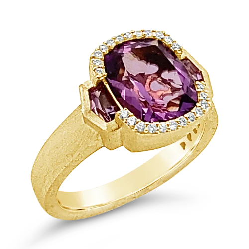 custom wedding rings with sapphires for men’s engagement-Amethyst & Diamond Ring