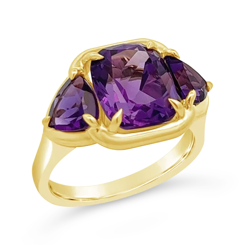 women’s wedding rings with rubies and sapphires for engagement rings-Amethyst & Gold Ring