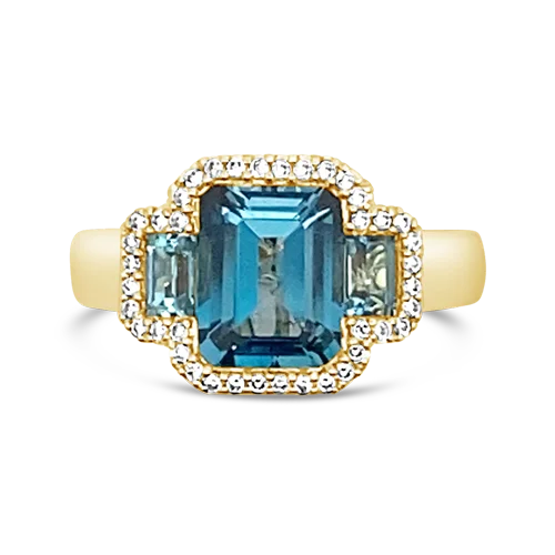 vintage engagement rings for women with sapphires for wedding bands-Blue Topaz & Diamond Ring