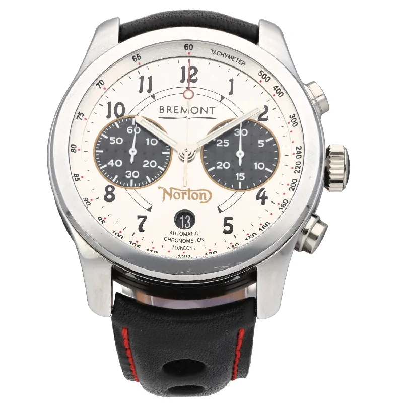 sport watches for men with heart rate tracking, GPS, and step counters -Bremont Norton V4 43mm Stainless Steel Watch