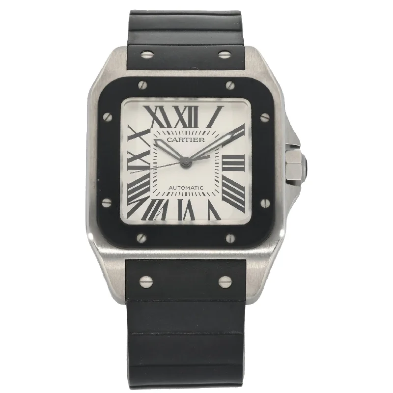 elegant watches for women with polished dials and interchangeable straps -Cartier Santos 100 2656 38mm Stainless Steel Watch