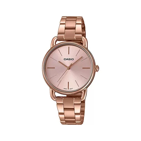 stylish watches for women with high-quality metal bands and crystal dials -Casio Enticer Analog Rose Gold Dial Women's Watch - LTP-E412PG-4ADF (A1795)