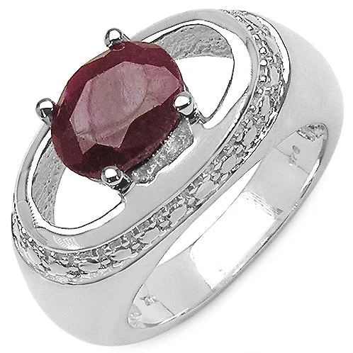 men’s rings with sapphires for engagement bands with rubies-2.5cttw Large Oval Ruby Rhodium Plated Sterling Silver Ring Size 7