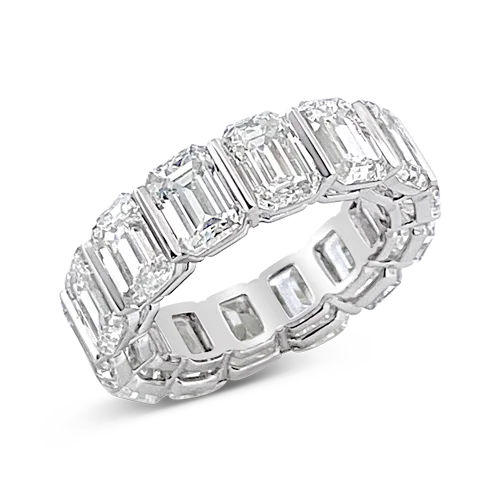 custom engagement rings with sapphires for men and women-Emerald cut Diamond Bar Set Eternity Band