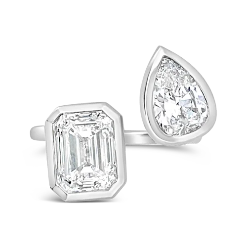 women’s engagement rings with sapphires for custom wedding bands-Emerald cut & Pear Shaped Diamond Ring