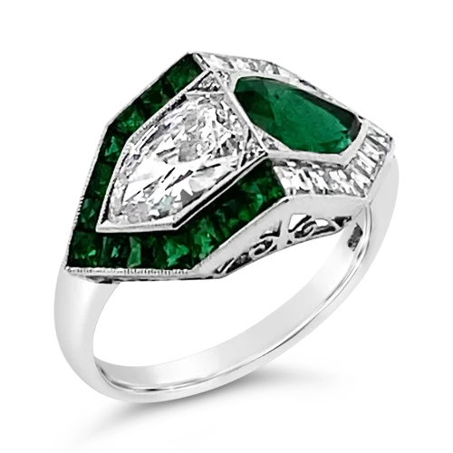 women’s engagement rings with diamonds and sapphires for wedding bands-Emerald & Diamond Ring