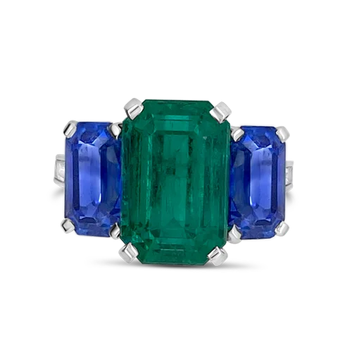 women’s rings with sapphires for wedding rings with diamonds-Emerald & Sapphire Ring