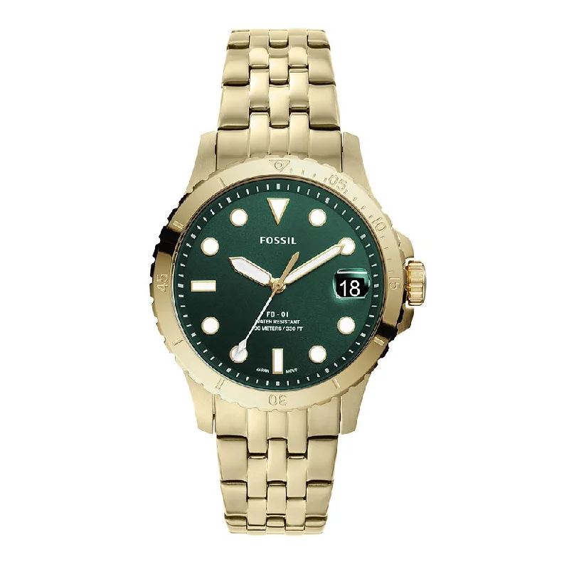 sport watches for women with multi-functional designs and step counting -Fossil Fb-01 Analog Green Dial Women's Watch-ES4746