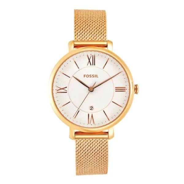 sport watches for women with advanced tracking and real-time health data -Fossil Jacqueline Three-Hand Rose Gold-Tone Stainless Steel Watch Es4352 Women's