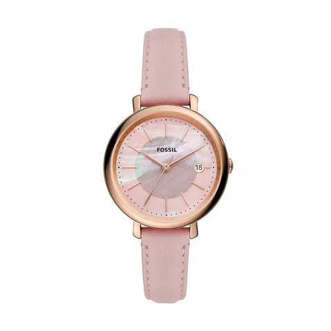 watches for women with elegant designs and real-time fitness tracking -Fossil Women's Jacqueline Stainless Steel and Leather Solar-Powered Watch ES5092