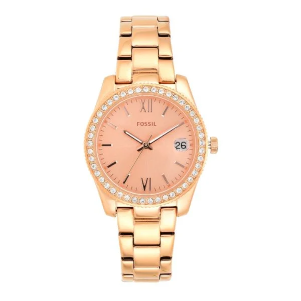 luxury watches for men with diamond accents and automatic movement -Fossil Women's Scarlette Rose Gold-Tone Stainless Steel Watch ES4318