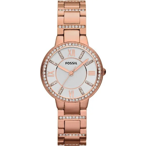 luxury watches for women with digital features and eco-friendly bands -Fossil Women's Virginia Rose-Tone Stainless Steel Watch ES3284