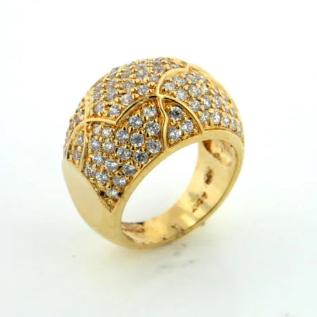 women’s rings with sapphires for engagement with diamonds for men-Gold over Sterling Silver Vermeil Pave Dome Ring Size 7