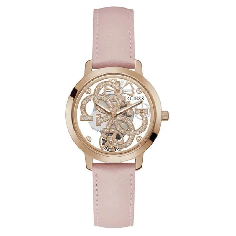 sport watches for women with multi-sport modes and heart rate monitoring -Guess Quattro Clear Rose Gold Dial Women 36mm