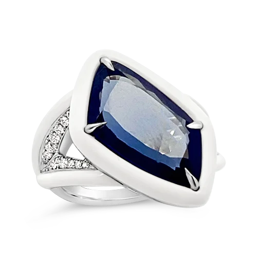 women’s engagement rings with sapphires for wedding engagement-Kashmir Sapphire & Diamond Ring