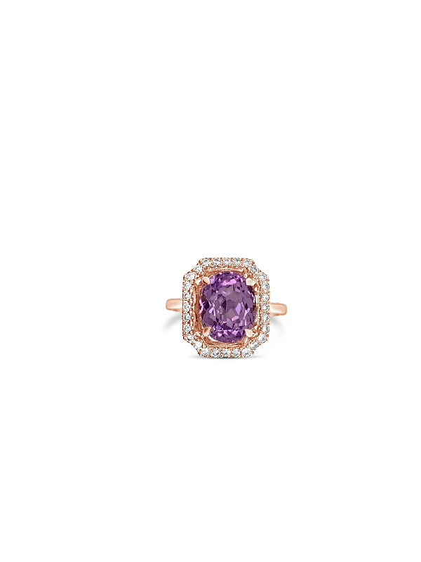 custom engagement rings with diamonds and sapphires for women-Kunzite & Diamond Ring