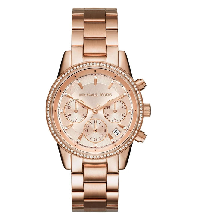 watches for women with multi-functional designs and eco-friendly bands -Michael Kors Ritz Chronograph Watch for Women MK6357