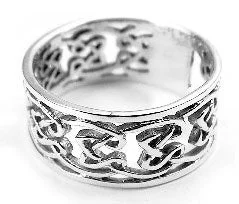 vintage wedding rings with sapphires for men’s wedding bands-Open Celtic Knotwork Sterling Silver Band Ring