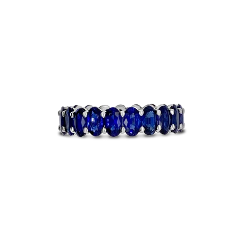 women’s custom-made wedding rings with sapphires for engagement-Oval Blue Sapphire Eternity Band