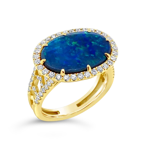 women’s rings with sapphires for custom-made engagement rings-Oval Lightning Ridge Black Opal Ring