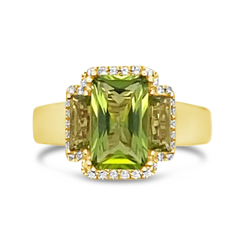 women’s rings with sapphires and rubies for engagement with diamonds-Peridot & Diamond Ring