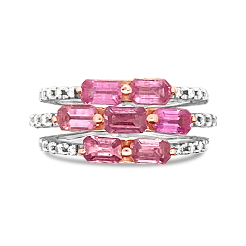 men’s rings with sapphires for wedding engagement-Pink Sapphire & Diamond Ring