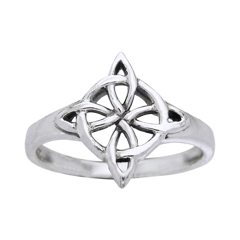 women’s engagement rings with sapphires and rubies for wedding bands-Northstar Quaternary Celtic Shield Knot Sterling Silver Ring