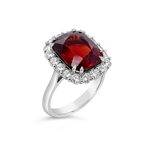 women’s engagement rings with sapphires and rubies for wedding bands-Red Spinel & Diamond Ring